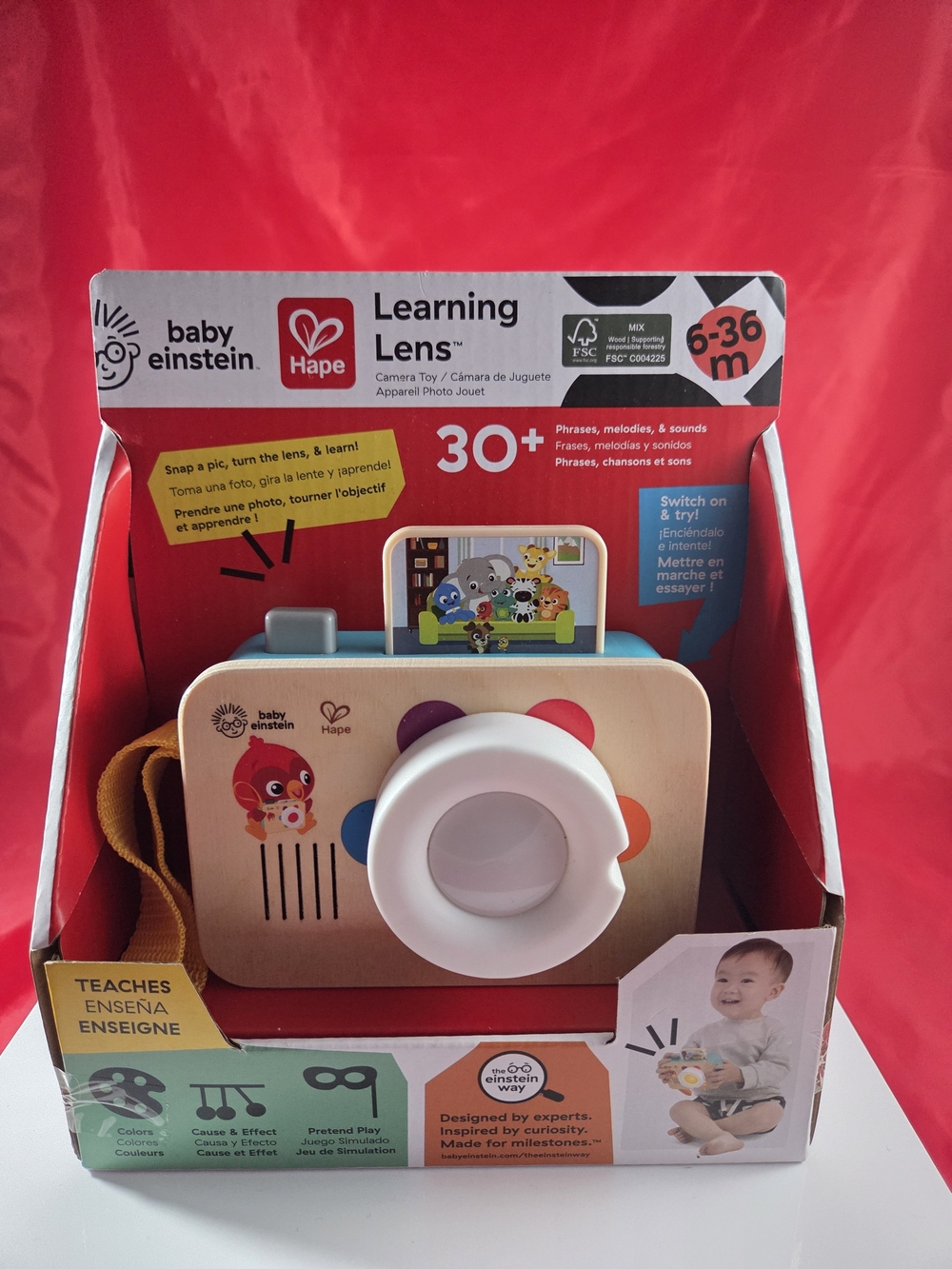 Baby Einstein x Hape Learning Lens Toy Camera - Red & White